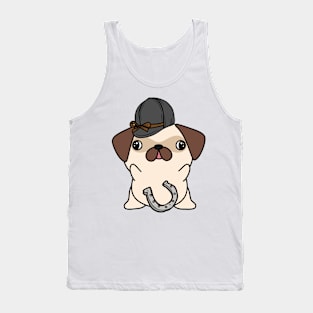 Funny pug is ready to ride a horse Tank Top